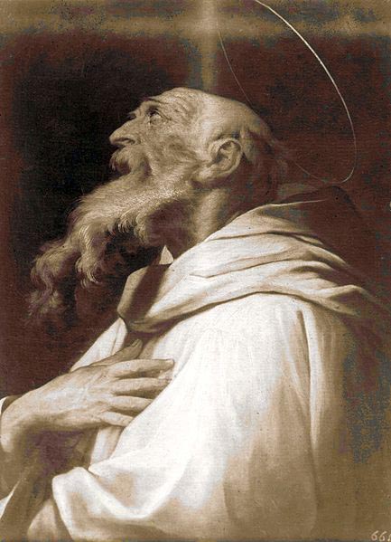 Saint old man in a white habit.